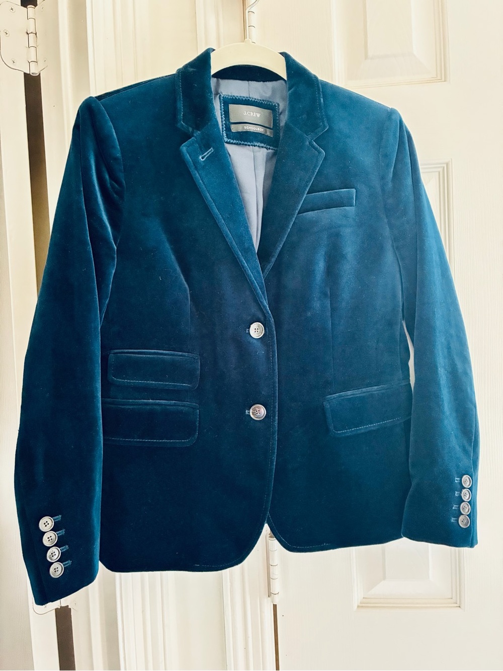 Vintage J.Crew Velvet Schoolboy Blazer in Dark Teal Blue